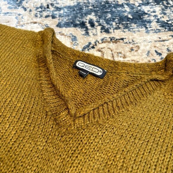 QED London Knit Oversized Fringe Western Quiet Luxury Sweater Pullover Green OS - Picture 5 of 7